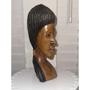 Hand Carved Jamaican Wooden Bust Wood‎ Statue Sculpture 8 Inches Beautiful